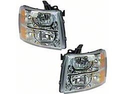 Halogen Headlights; Chrome Housing; Clear Lens (07-14 Silverado 2500 HD)