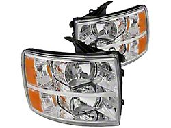 Factory Style Headlights; Chrome Housing; Clear Lens (07-14 Silverado 2500 HD)