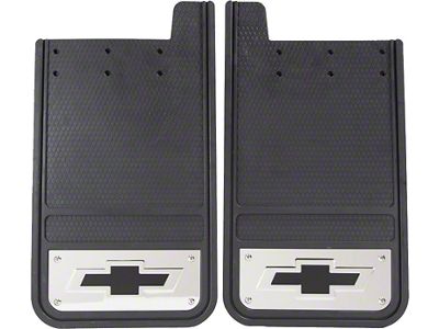 Heavy Duty Mud Guards with Silver Bowtie Logo; Rear (Universal; Some Adaptation May Be Required)