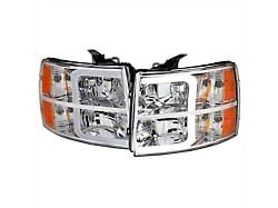 LED Bar Factory Style Headlights with Bumper Lights; Chrome Housing; Clear Lens (07-14 Silverado 2500 HD)