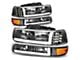 LED DRL Headlights with Amber Corners; Black Housing; Clear Lens (01-02 Silverado 2500 HD)