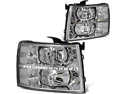 LED Reflector Headlights; Chrome Housing; Clear Lens (07-14 Silverado 2500 HD)