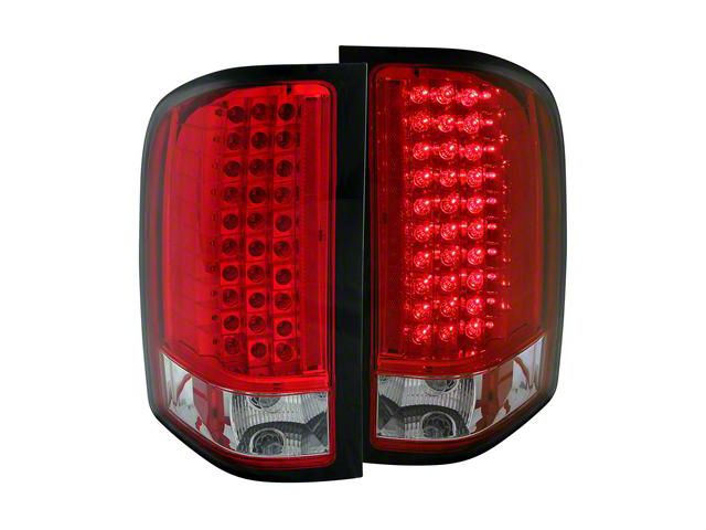 LED Tail Lights; Chrome Housing; Red Lens (07-14 Silverado 2500 HD)