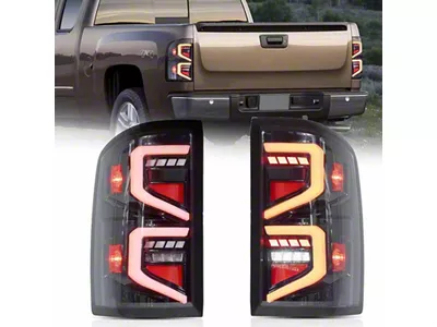 LED Tail Lights; Black Housing; Clear Lens (07-14 Silverado 2500 HD)