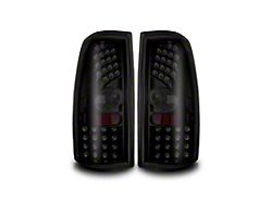 LED Tail Lights; Black Housing; Smoked Lens (01-06 Silverado 2500 HD)