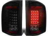 LED Tail Lights; Black Housing; Smoked Lens (07-14 Silverado 2500 HD)