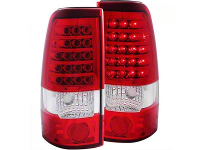 LED Tail Lights; Chrome Housing; Red/Clear Lens (01-02 Silverado 2500 HD)