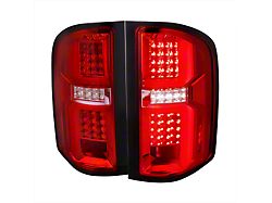 LED Tail Lights; Chrome Housing; Red Clear Lens (07-14 Silverado 2500 HD)