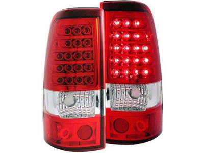 LED Tail Lights; Chrome Housing; Red Lens (03-06 Silverado 2500 HD)