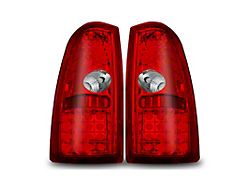 LED Tail Lights; Chrome Housing; Red/Clear Lens (01-06 Silverado 2500 HD)