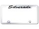 Silverado Script Laser Etched License Plate Frame; Mirrored (Universal; Some Adaptation May Be Required)