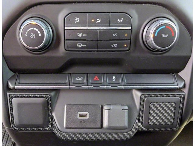 Lower Center Dash Accents; Domed Carbon Fiber (20-24 Silverado 2500 HD)