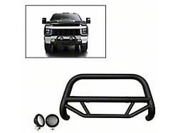 Max T Bull Bar with 5.30-Inch Black Round Flood LED Lights; Textured Black (20-24 Silverado 2500 HD)