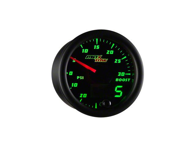 MaxTow 30 PSI Boost/Vacuum Gauge; Black and Green (Universal; Some Adaptation May Be Required)