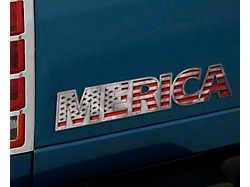 MERICA Stainless Emblem; Brushed (Universal; Some Adaptation May Be Required)