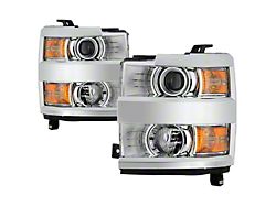 OE Style Headlights; Chrome Housing; Clear Lens (15-19 Silverado 2500 HD w/ Factory Halogen Headlights)