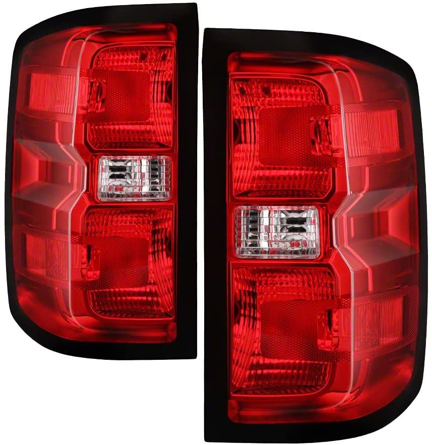 Silverado 2500 OE Style Tail Lights; Chrome Housing; Red/Clear Lens (16 ...