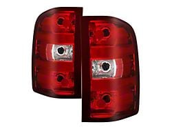 OEM Style Tail Lights; Chrome Housing; Red Lens (07-14 Silverado 2500 HD)