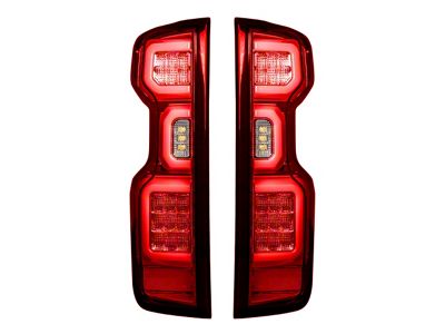 OLED Tail Lights; Chrome Housing; Red Lens (20-23 Silverado 2500 HD w/ Factory Halogen Tail Lights)