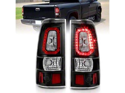 Plank Style LED Tail Lights; Black Housing; Clear Lens (01-02 Silverado 2500 HD)