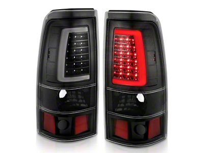 Plank Style LED Tail Lights; Black Housing; Clear Lens (01-02 Silverado 2500 HD)