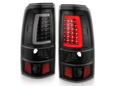 Plank Style LED Tail Lights; Black Housing; Clear Lens (03-06 Silverado 2500 HD)