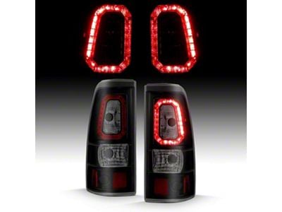 Plank Style LED Tail Lights; Black Housing; Smoked Lens (03-06 Silverado 2500 HD)