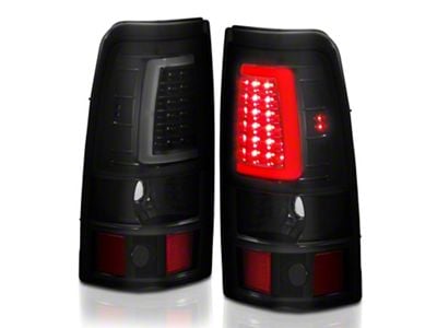 Plank Style LED Tail Lights; Black Housing; Smoked Lens (03-06 Silverado 2500 HD)