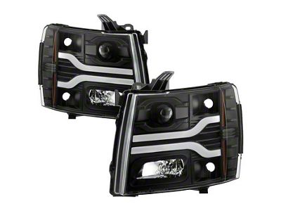 Platinum Series Headlights; Black Housing; Clear Lens (07-14 Silverado 2500 HD)