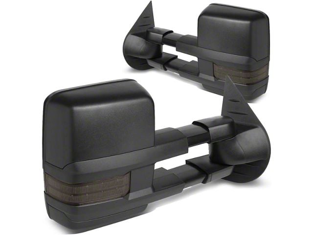 Powered Heated Towing Mirrors with Smoked LED Turn Signals; Black (07-14 Silverado 2500 HD)