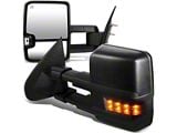 Powered Heated Towing Mirrors with with Smoked LED Turn Signals; Black (15-17 Silverado 2500 HD)