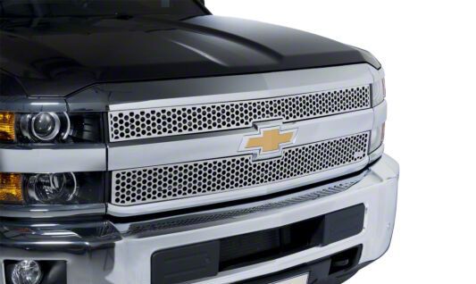 Putco Silverado 2500 Punch Design Upper Overlay Grilles; Polished 84201 