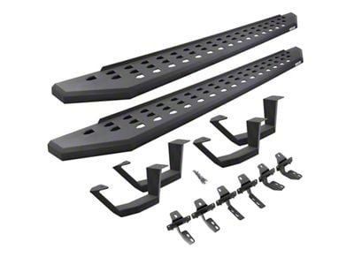 Go Rhino RB20 Running Boards with Drop Steps; Textured Black (20-25 Silverado 2500 HD Double Cab)