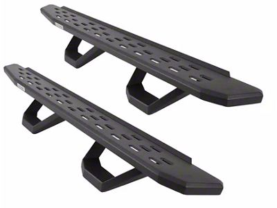 Go Rhino RB30 Running Boards with Drop Steps; Protective Bedliner Coating (20-24 Silverado 2500 HD Double Cab)