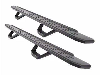 Go Rhino RB30 Running Boards with Drop Steps; Textured Black (15-19 6.0L Silverado 2500 HD Crew Cab)