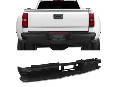 Rear Bumper; Not Pre-Drilled for Backup Sensors; Black (15-19 Silverado 2500 HD w/ Hitch Draw Bar)