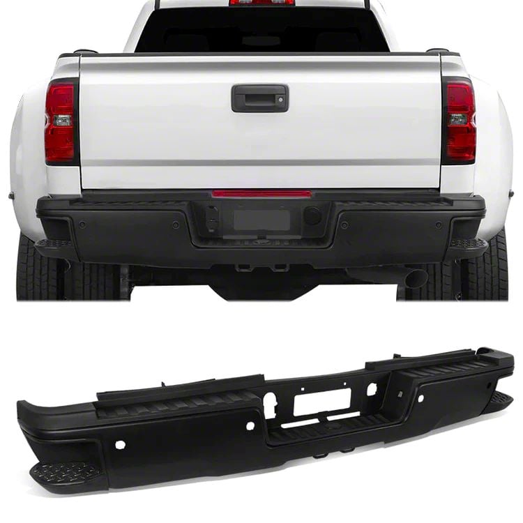 Silverado 2500 Rear Bumper; Pre-Drilled for Backup Sensors; Black (15 ...