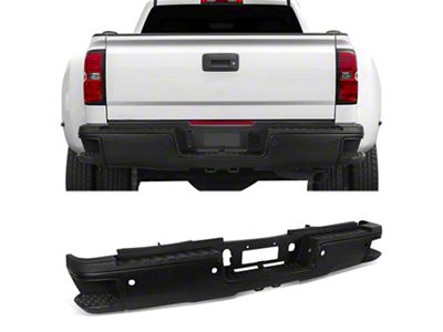 Rear Bumper; Pre-Drilled for Backup Sensors; Black (15-19 Silverado 2500 HD w/ Hitch Draw Bar)