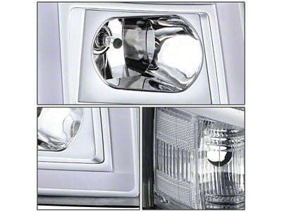 Rectangle LED DRL Headlights with Clear Corners; Chrome Housing; Clear Lens (07-14 Silverado 2500 HD)