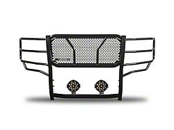 Rugged Heavy Duty Grille Guard with 7-Inch Black Round LED Lights; Black (11-14 Silverado 2500 HD)