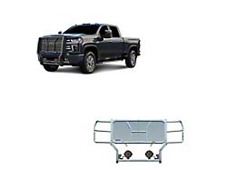 Rugged Heavy Duty Grille Guard with 7-Inch Black Round LED Lights; Black (20-23 Silverado 2500 HD)