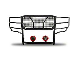 Rugged Heavy Duty Grille Guard with 7-Inch Red Round LED Lights; Black (15-19 Silverado 2500 HD)