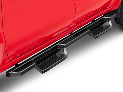 Square Tube Drop Style Nerf Side Step Bars; Matte Black (20-24 Silverado 2500 HD Crew Cab)