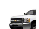 Stainless Steel Billet Upper Grille Overlay; Black (07-10 Silverado 2500 HD)