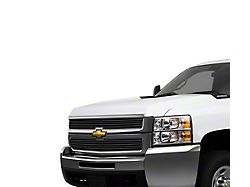 Stainless Steel Billet Upper Grille Overlay; Black (07-10 Silverado 2500 HD)