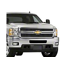 Stainless Steel Billet Upper Grille Overlay; Black (11-14 Silverado 2500 HD)