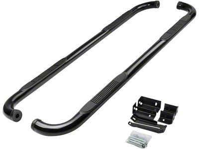 3-Inch Round Side Step Bars; Black (07-19 Silverado 2500 HD Extended/Double Cab)