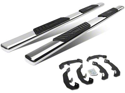 5-Inch Oval Side Step Bars; Stainless Steel (20-25 Silverado 2500 HD Double Cab)