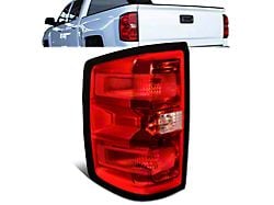 Tail Light; Chrome Housing; Red Lens; Driver Side (15-19 Silverado 2500 HD w/ Factory Halogen Tail Lights)