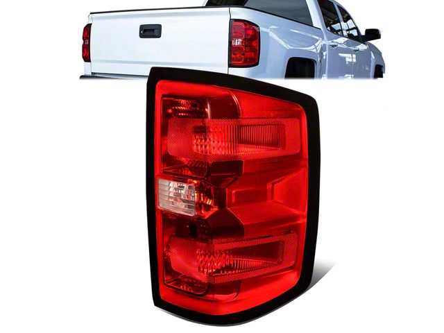 Tail Light; Chrome Housing; Red Lens; Passenger Side (15-19 Silverado 2500 HD w/ Factory Halogen Tail Lights)